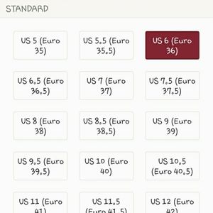 Shoes size information